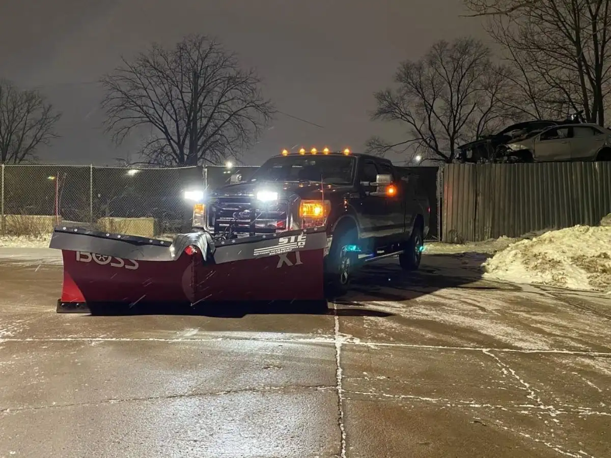 Commercial snow management fleet operating in Metro Detroit by The Guy Outdoor Services