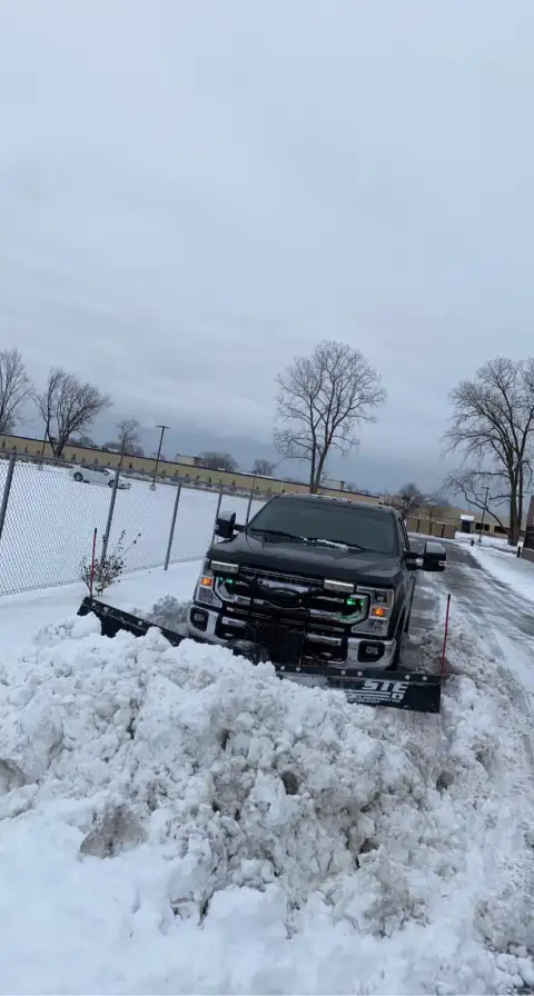 Commercial snow removal operations in a parking lot