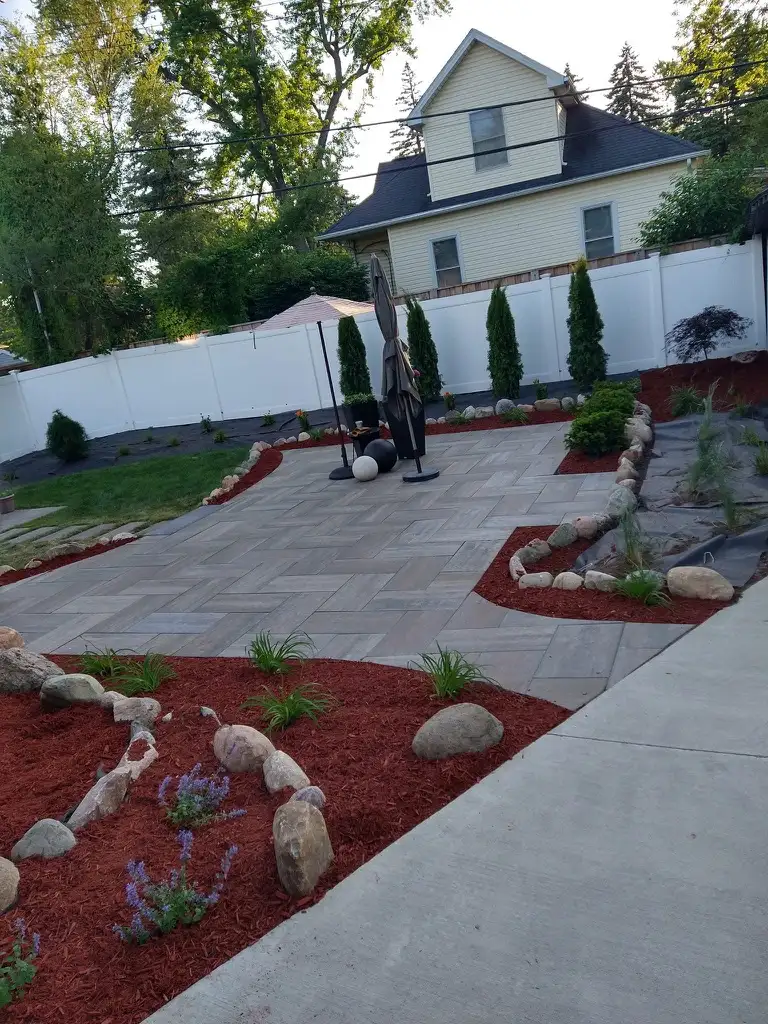 Decorative stone borders with native Michigan plant selections