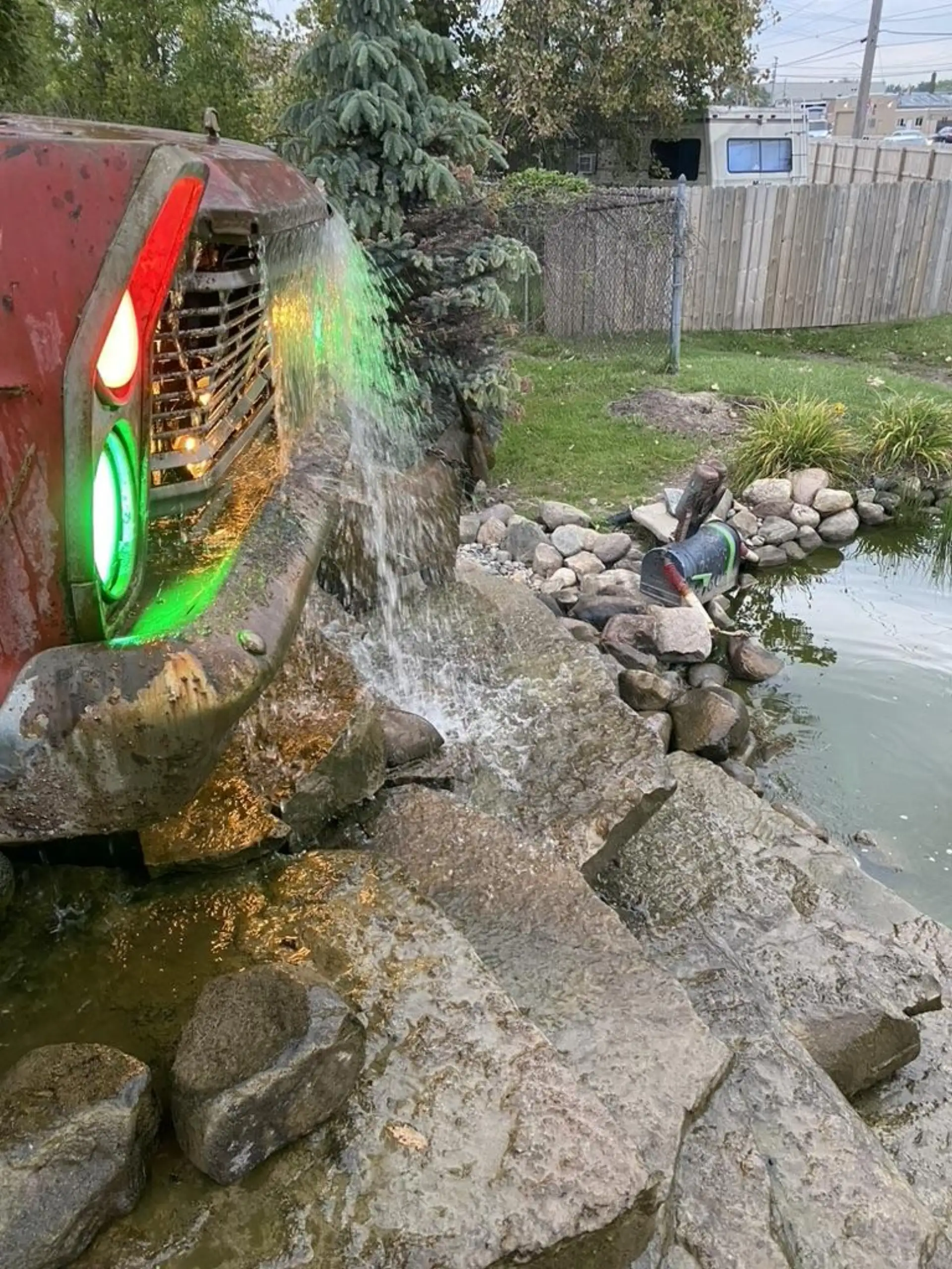 Galaxy waterfall with natural water movement built by The Guy Outdoor Services